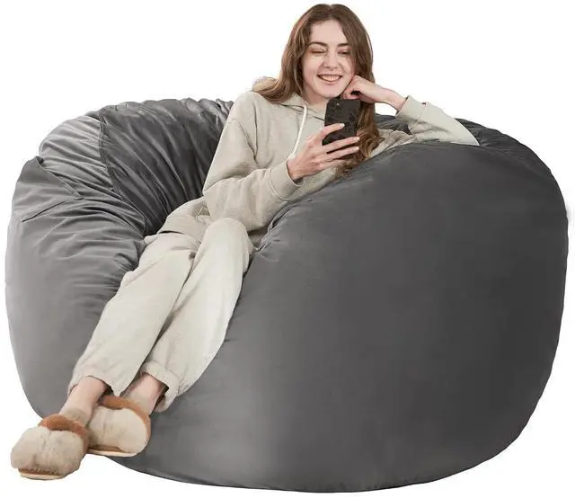 Main image of Bean Bag Chair: Giant 4' Memory Foam Furniture Bean Bag Chairs for Adults with Microfiber Cover 4Ft (Grey)