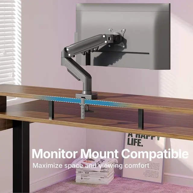 Alt view image 4 of 7 - 63 x 26 Electric Standing Desk with 2 Drawers &24.4 Large Keyboard Tray, C-Clamp Mount Compatible, Adjustable Computer Desk for Office, Sit Stand Up Desk with 4 Height Presets, Deep Walnut