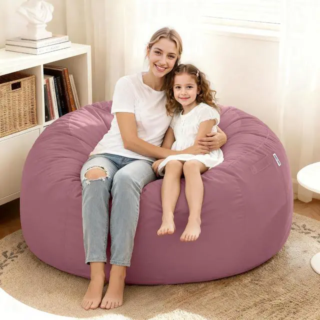 Alt view image 4 of 7 - Bean Bag Chair: Giant 4' Memory Foam Furniture Bean Bag Chairs for Adults with Microfiber Cover 4Ft (Soft Pink)