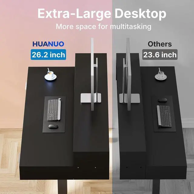 Alt view image 6 of 7 - 48 x 26 Electric Standing Desk with 2 Drawers &24.4 Large Keyboard Tray, C-Clamp Mount Compatible, Adjustable Computer Desk for Office, Sit Stand Up Desk with 4 Height Presets, Black