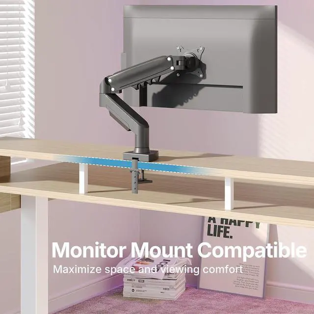 Alt view image 4 of 7 - 55 x 26 Electric Standing Desk with 2 Drawers &24.4 Large Keyboard Tray, C-Clamp Mount Compatible, Adjustable Computer Desk for Office, Sit Stand Up Desk with 4 Height Presets, Light Walnut