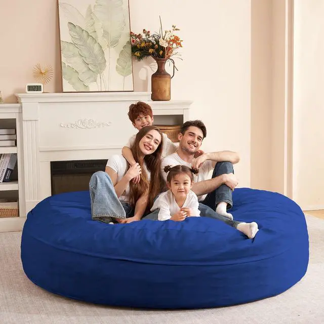 Alt view image 2 of 7 - XX-Large Bean Bag Chair: Giant 7' Memory Foam Furniture Bean Bag Chairs for Adults with Microfiber Cover 7Ft (Blue)