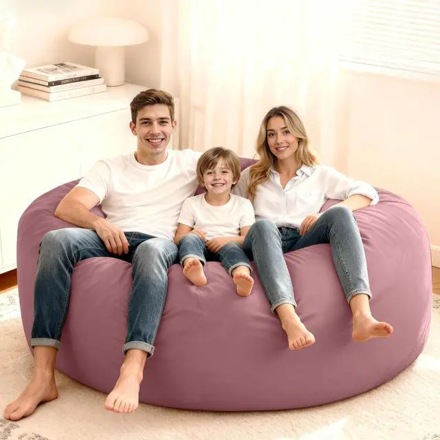 Alt view image 2 of 7 - Bean Bag Chair: Giant 6' Memory Foam Furniture Bean Bag Chair with Microfiber Cover - 6Ft, Soft Pink