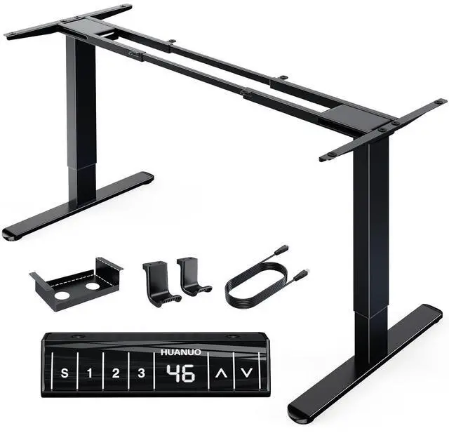 Main image of Electric Standing Desks Frame with 265 lbs Dual Motor,Thick T-Shaped Desk Legs Made of Automotive Grade Steel,for Max 90x31.5 Desktop, Height Adjustable Desk Frame for Home Office, Frame Only