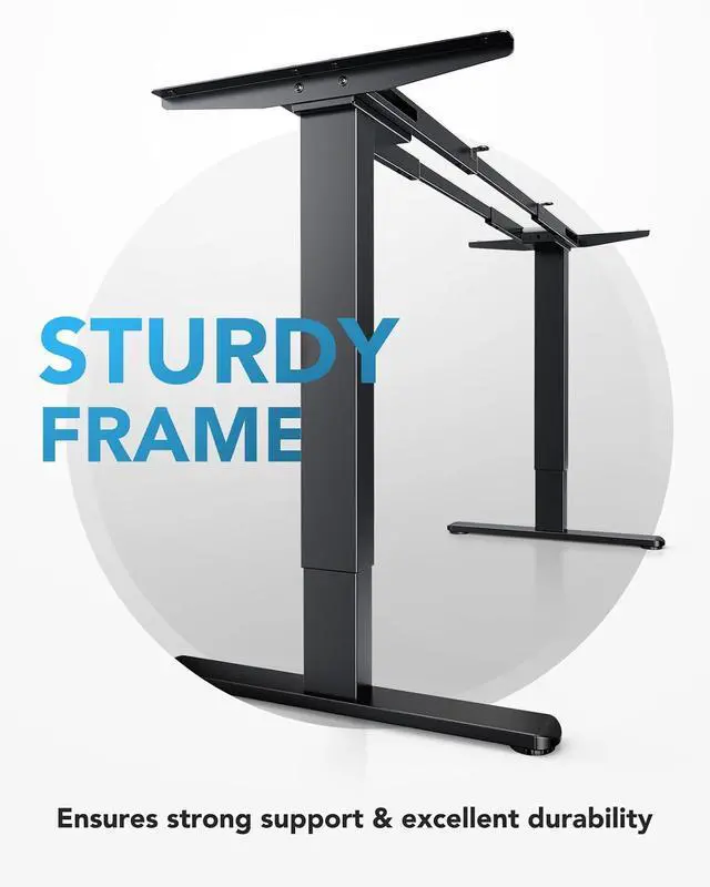 Alt view image 4 of 7 - Electric Standing Desks Frame with 265 lbs Dual Motor,Thick T-Shaped Desk Legs Made of Automotive Grade Steel,for Max 90x31.5 Desktop, Height Adjustable Desk Frame for Home Office, Frame Only