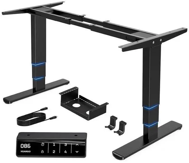 Main image of Height Adjustable Electric Standing Desk Frame, 3 Stage Leg Dual Motors Sit Stand Desk Frame with Memory Controller for Home Office, for Max 75 x 35 Desktop, Frame Only, Black