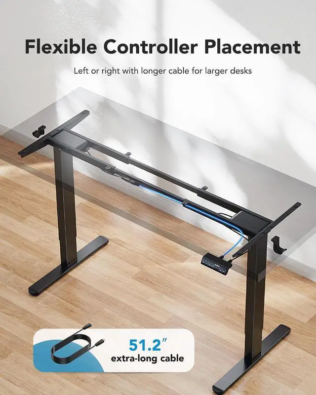 Alt view image 7 of 7 - Electric Standing Desks Frame with 265 lbs Dual Motor,Thick T-Shaped Desk Legs Made of Automotive Grade Steel,for Max 90x31.5 Desktop, Height Adjustable Desk Frame for Home Office, Frame Only