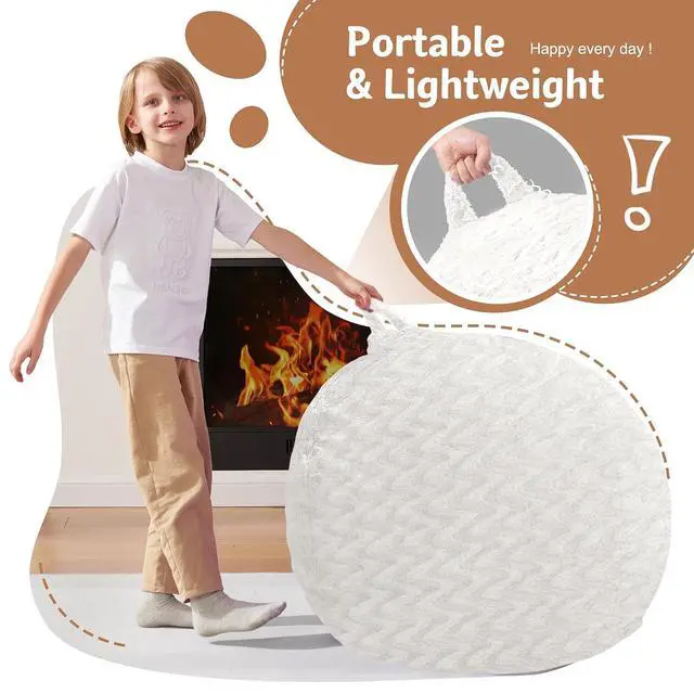 Alt view image 4 of 7 - 2FT Bean Bag Chair,Giant Bean Bag Chairs for Adults,Big Bean Bags with Memory Foam Filled, Large Beanbag Chairs with Chevron Plush Cover-White