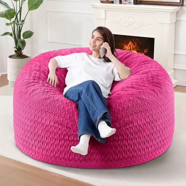 Main image of 3FT Bean Bag Chair,Giant Bean Bag Chairs for Adults,Big Bean Bags with Memory Foam Filled, Large Beanbag Chairs with Chevron Plush Cover-Pink