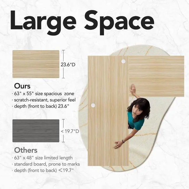 Alt view image 4 of 7 - 63" X 55" Electric L Shaped Standing Desk, 2 Drawers, Light Walnut | L-Shaped Corner Desk,2 Fabric Storage Drawers,4 Quiet Memory Presets,220lbs Carbon Steel, 27.6"-46.5" Adjustable Height