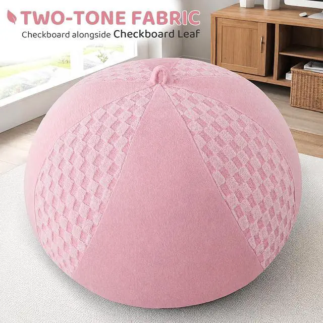 Alt view image 5 of 7 - 5FT Bean Bag Chair Teardrop Beanbag Chair with Memory Foam Filled Soft Checkboard Leaf alongside Plush Bean Bag Sofa with Removable Cover for Living Room,Bedroom-Checkboard Pink