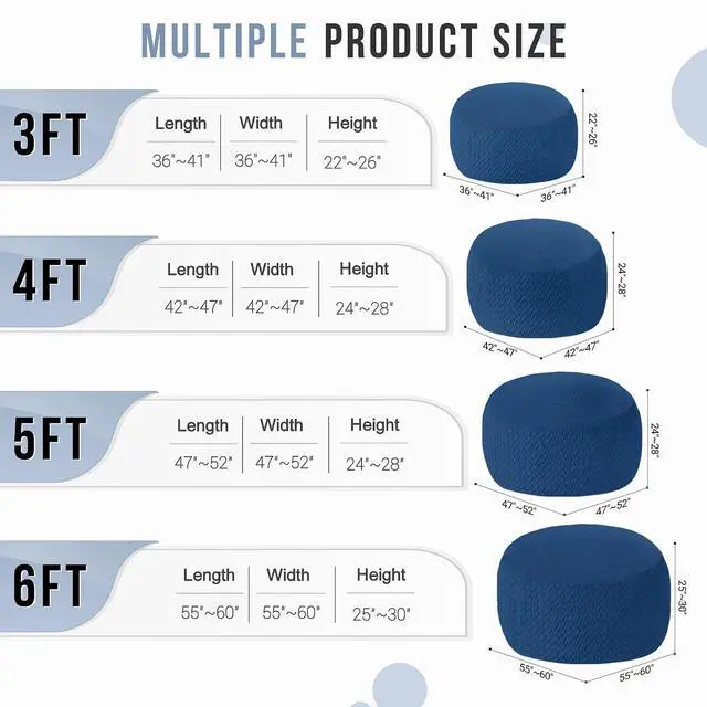 Alt view image 2 of 7 - 6FT Bean Bag Chair,Giant Bean Bag Chairs for Adults,Big Bean Bags with Memory Foam Filled, Large Beanbag Chairs with Chevron Plush Cover-Blue