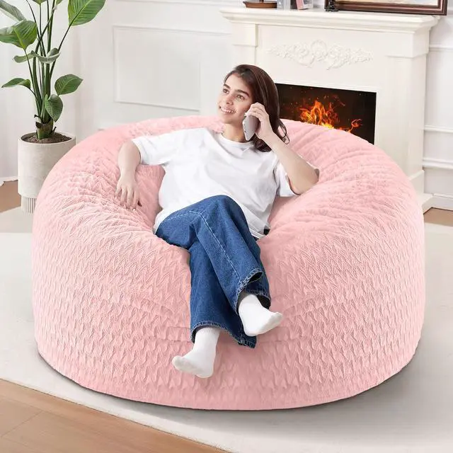 Main image of 3FT Bean Bag Chair,Giant Bean Bag Chairs for Adults,Big Bean Bags with Memory Foam Filled, Large Beanbag Chairs with Chevron Plush Cover-Soft Pink