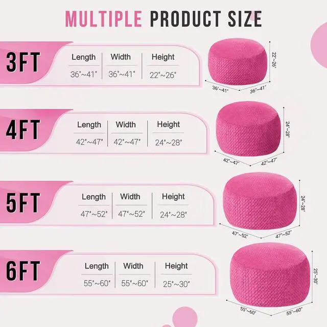 Alt view image 5 of 7 - 5FT Bean Bag Chair,Giant Bean Bag Chairs for Adults,Big Bean Bags with Memory Foam Filled, Large Beanbag Chairs with Chevron Plush Cover-Pink