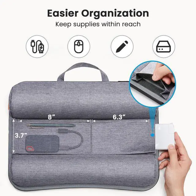 Alt view image 5 of 7 - Laptop Lap Desk, Fits up to 15.6-Inch Laptops and Tablets, Portable Lap Desk with Cushion, Phone Holder and Storage Bag, Black Lapdesk for Home Office or Dormitory