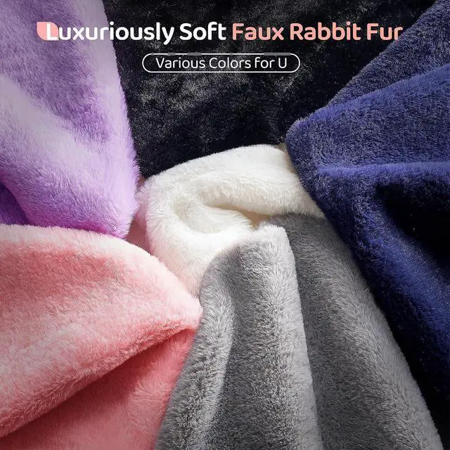 Alt view image 7 of 7 - Bean Bag Chair, Giant Bean Bag Chairs for Adults with Ottoman, Comfy Faux Fur Shell-Shaped Bean Bag Couch, Sofa Chair for Living Room, Bedroom, Pink