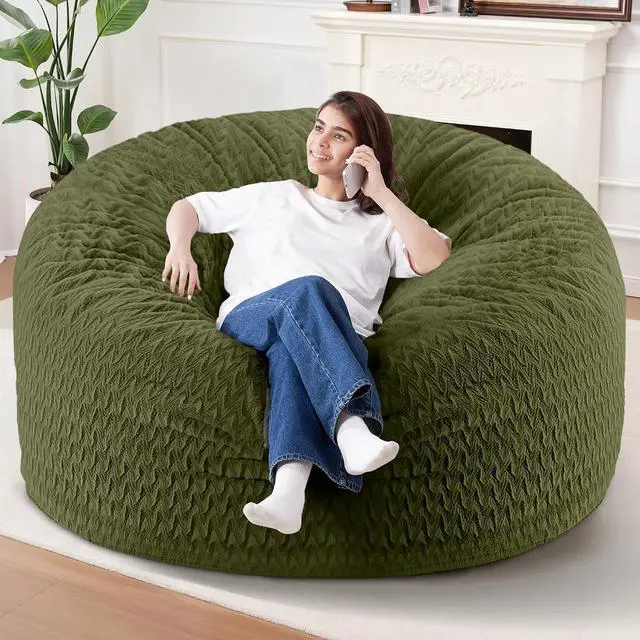 Main image of 6FT Bean Bag Chair,Giant Bean Bag Chairs for Adults,Big Bean Bags with Memory Foam Filled, Large Beanbag Chairs with Chevron Plush Cover-Green