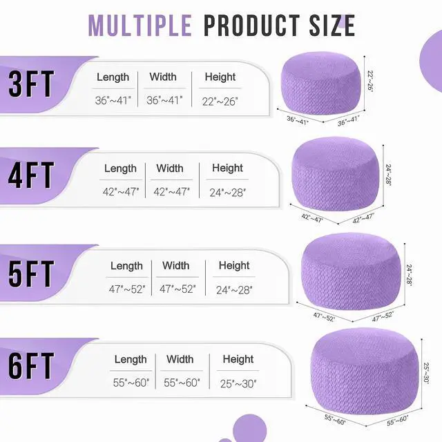 Alt view image 5 of 7 - 4FT Bean Bag Chair,Giant Bean Bag Chairs for Adults,Big Bean Bags with Memory Foam Filled, Large Beanbag Chairs with Chevron Plush Cover-Purple