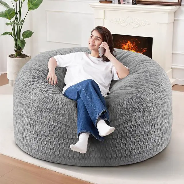 Main image of 3FT Bean Bag Chair,Giant Bean Bag Chairs for Adults,Big Bean Bags with Memory Foam Filled, Large Beanbag Chairs with Chevron Plush Cover-Grey