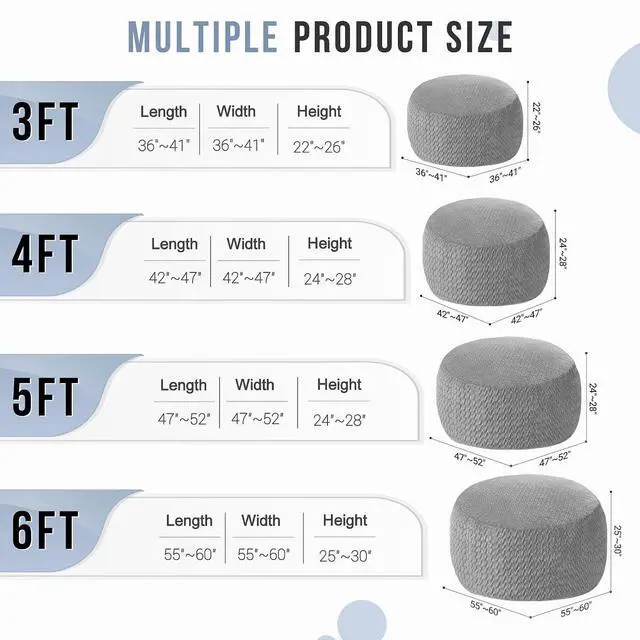 Alt view image 2 of 7 - 3FT Bean Bag Chair,Giant Bean Bag Chairs for Adults,Big Bean Bags with Memory Foam Filled, Large Beanbag Chairs with Chevron Plush Cover-Grey