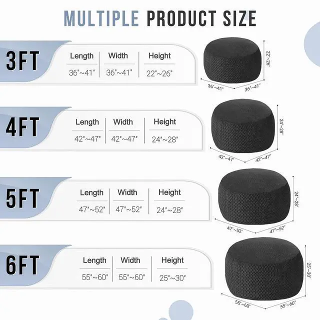Alt view image 2 of 7 - 5FT Bean Bag Chair,Giant Bean Bag Chairs for Adults,Big Bean Bags with Memory Foam Filled, Large Beanbag Chairs with Chevron Plush Cover-Black