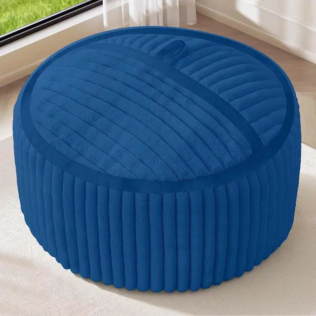 Alt view image 3 of 7 - Bean Bag Chair 3FT Bean Bag Chairs with Memory Foam Filled,3' Small Comfy Beanbag Chair with Soft Faux Fur Cover,Comfy Bean Bag Sofa for Classroom,Living Room,Game Room,Bedroom-Blue