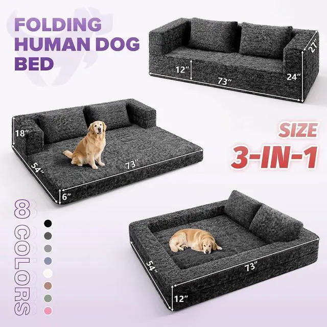 Alt view image 2 of 7 - Convertible Sofa Bed, 3-in-1 Futon Sofa Bed with Pillow, Foldable Pull Out Floor Sofa Bed with Removable Cover, Plush Boneless Couch for Living Room/Bedroom/Dorm