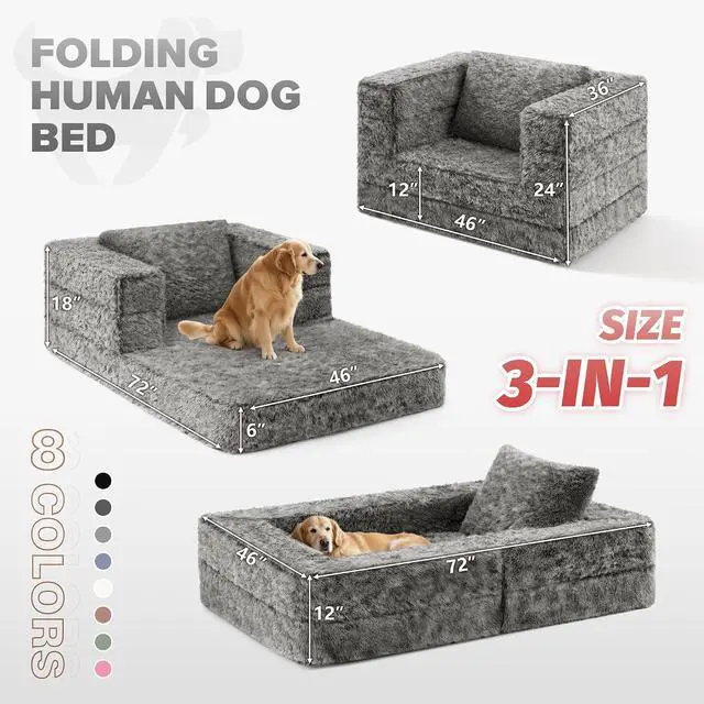 Alt view image 2 of 7 - Convertible Sofa Bed, 3-in-1 Futon Sofa Bed with Pillow, Foldable Pull Out Floor Sofa Bed with Removable Cover, Plush Boneless Couch for Living Room/Bedroom/Dorm