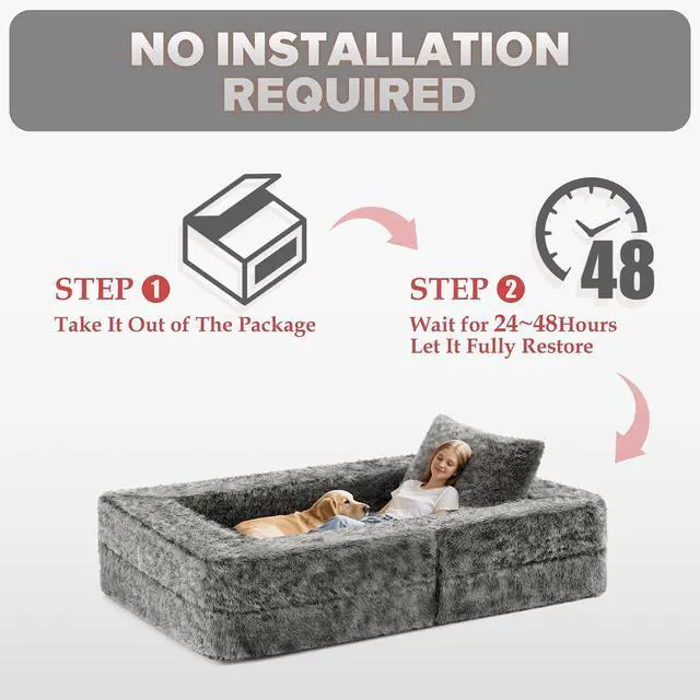 Alt view image 5 of 7 - Convertible Sofa Bed, 3-in-1 Futon Sofa Bed with Pillow, Foldable Pull Out Floor Sofa Bed with Removable Cover, Plush Boneless Couch for Living Room/Bedroom/Dorm