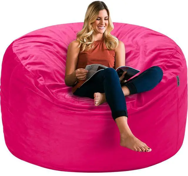 Main image of Bean Bag Chair 3Ft Luxurious Velvet Ultra Soft Fur with High Rebound Memory Foam Bean Bag Chairs for Adults Plush Lazy Sofa with Fluffy Removable Sponge 3' (Hot Pink)