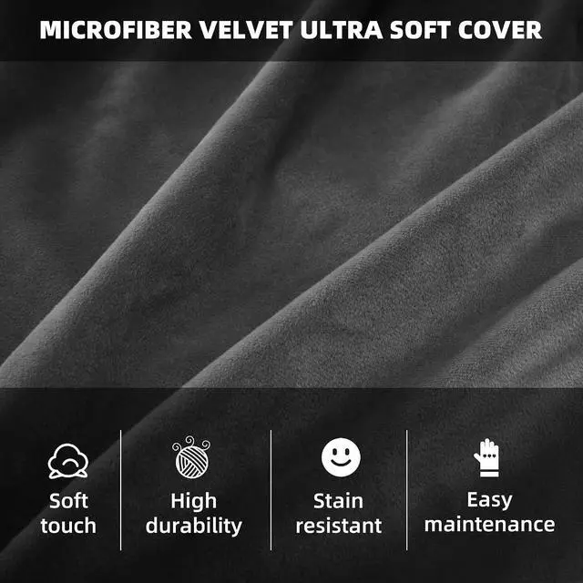 Alt view image 5 of 6 - Bean Bag Chair 3Ft Luxurious Velvet Ultra Soft Fur with High Rebound Memory Foam Bean Bag Chairs for Adults Plush Lazy Sofa with Fluffy Sponge 3' (Grey)