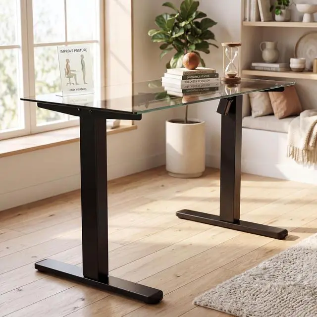 Alt view image 5 of 7 - Standing Desk Frame with 220lbs Powerful Brushless Motor, Thick T-Shaped Adjustable Desk Legs Made of Automotive-Grade Steel, for Max 75 x 35 Desktop, for Home Office, Black Frame Only