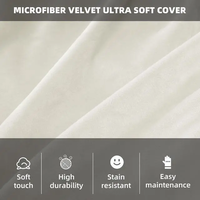Alt view image 5 of 6 - Bean Bag Chair 3Ft Luxurious Velvet Ultra Soft Fur with High Rebound Memory Foam Bean Bag Chairs for Adults Plush Lazy Sofa with Fluffy Sponge 3' (Beige)