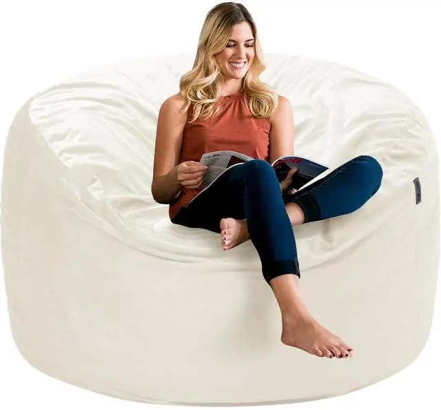 Main image of Bean Bag Chair 3Ft Luxurious Velvet Ultra Soft Fur with High Rebound Memory Foam Bean Bag Chairs for Adults Plush Lazy Sofa with Fluffy Sponge 3' (Beige)