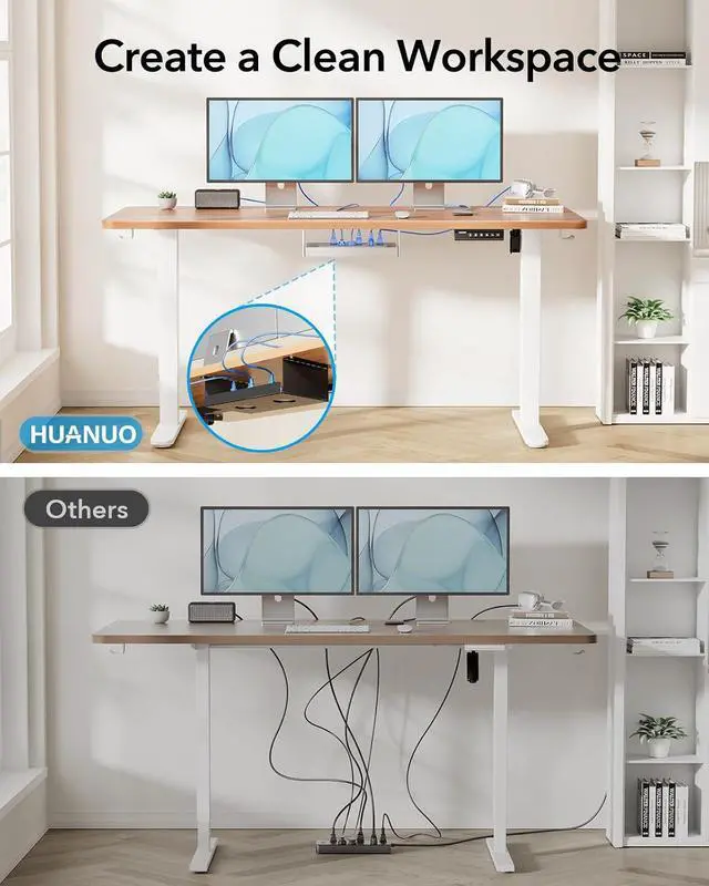 Alt view image 7 of 7 - Electric Standing Desk Legs for 43"-75" L & 24"-31" W Desktop, White | Brushless Motor,220lbs Heavy Duty,28.3"-46.5" Height Range,4 Memory Presets,Cable Management, Stable Steel Frame