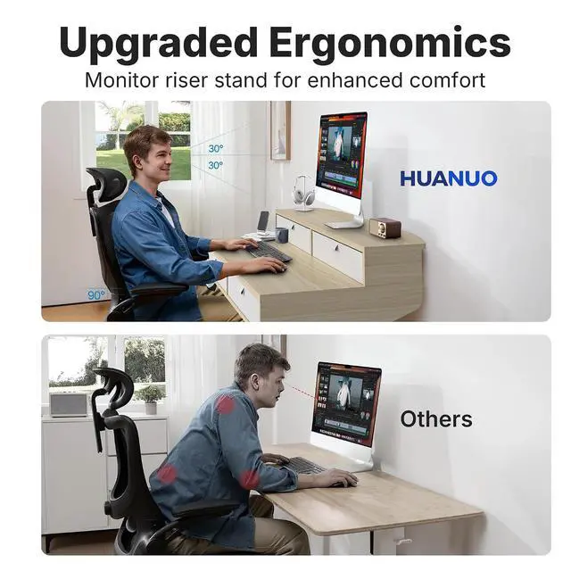 Alt view image 5 of 7 - 32 X 20 inch Electric Standing Desk with 4 Drawers, Adjustable Height Sit Stand Home Office Desk, C-Clamp Mount Compatible, Ergonomic Stand up Desk with 4 Preset Heights, Natural