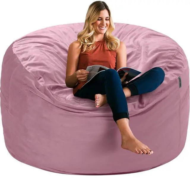 Main image of Bean Bag Chair 3Ft Luxurious Velvet Ultra Soft Fur with High Rebound Memory Foam Bean Bag Chairs for Adults Plush Lazy Sofa with Fluffy Sponge 3' (Soft Pink)