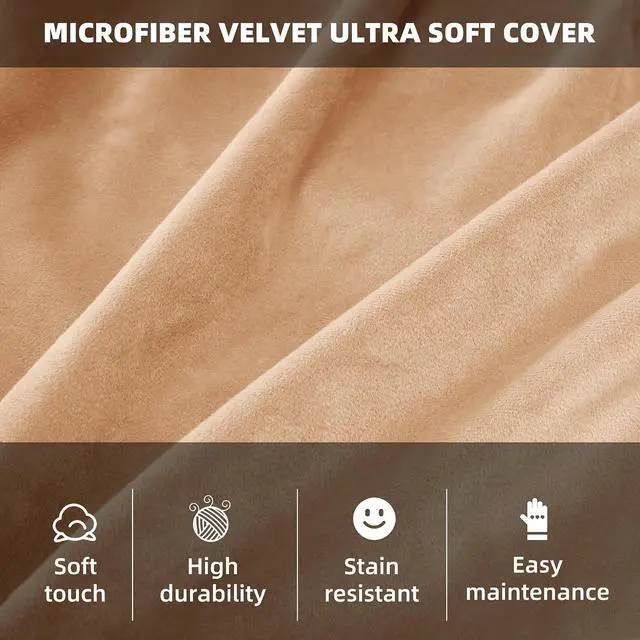 Alt view image 5 of 7 - Bean Bag Chair 3Ft Luxurious Velvet Ultra Soft Fur with High Rebound Memory Foam Bean Bag Chairs for Adults Plush Lazy Sofa with Fluffy Sponge 3' (Khaki)
