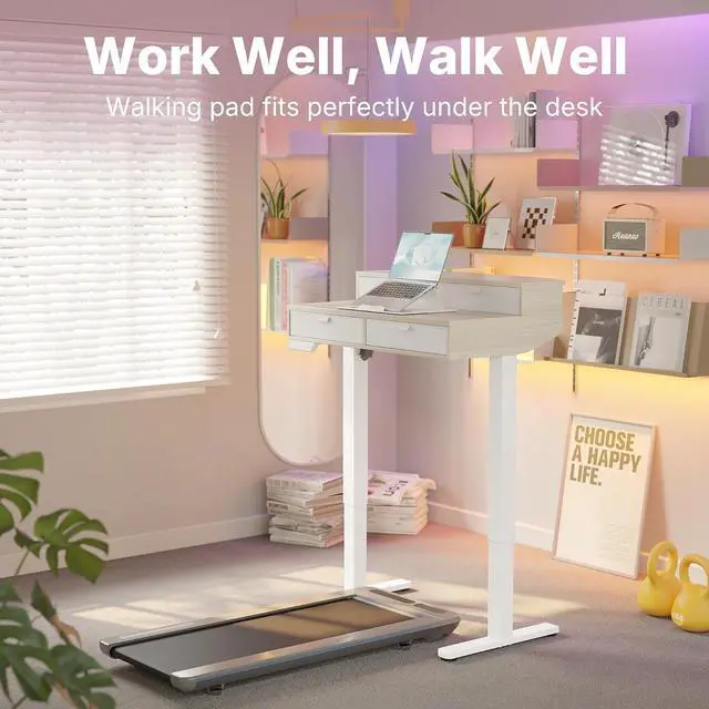 Alt view image 7 of 7 - 32 X 20 inch Electric Standing Desk with 4 Drawers, Adjustable Height Sit Stand Home Office Desk, C-Clamp Mount Compatible, Ergonomic Stand up Desk with 4 Preset Heights, Natural