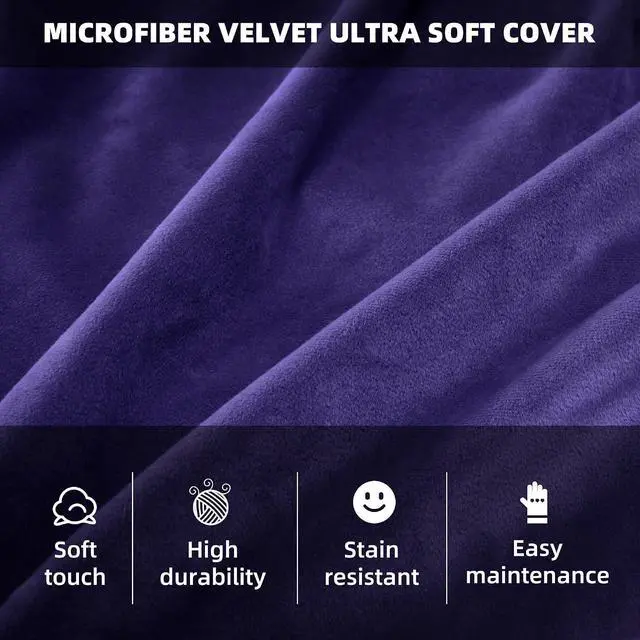 Alt view image 5 of 7 - Bean Bag Chair 3Ft Luxurious Velvet Ultra Soft Fur with High Rebound Memory Foam Bean Bag Chairs for Adults Plush Lazy Sofa with Fluffy Sponge 3' (Purple)