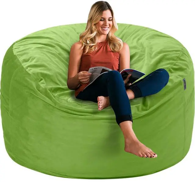 Main image of Bean Bag Chair 3Ft Luxurious Velvet Ultra Soft Fur with High Rebound Memory Foam Bean Bag Chairs for Adults Plush Lazy Sofa with Fluffy Sponge 3' (Lime)
