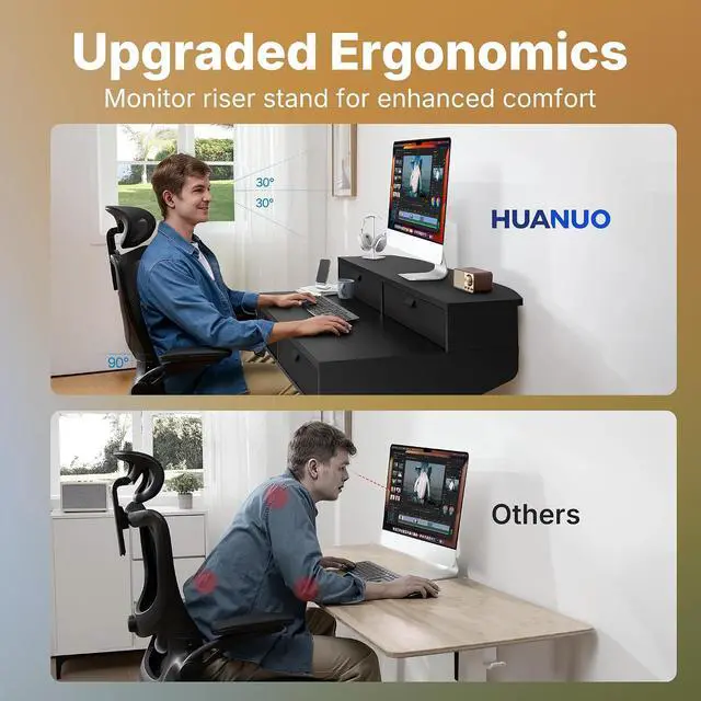 Alt view image 5 of 7 - 32 X 20 inch Electric Standing Desk with 4 Drawers, Adjustable Height Sit Stand Home Office Desk, C-Clamp Mount Compatible, Ergonomic Stand up Desk with 4 Preset Heights, Black