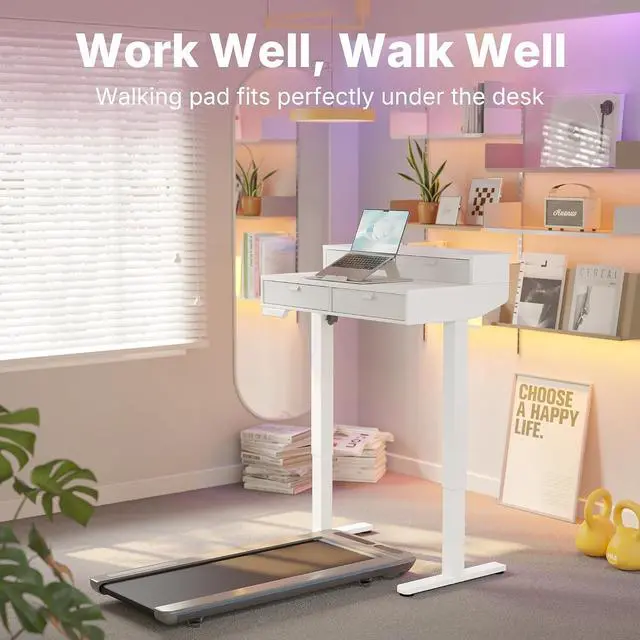 Alt view image 7 of 7 - 32 X 20 inch Electric Standing Desk with 4 Drawers, Adjustable Height Sit Stand Home Office Desk, C-Clamp Mount Compatible, Ergonomic Stand up Desk with 4 Preset Heights, White