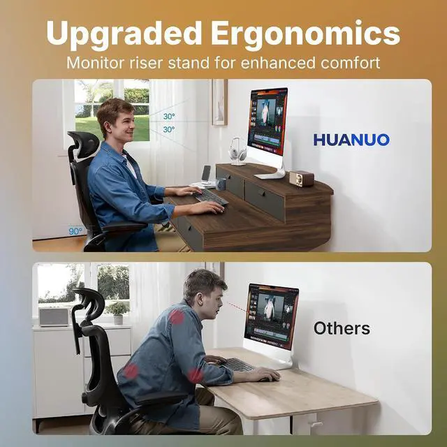 Alt view image 5 of 7 - 32 X 20 inch Electric Standing Desk with 4 Drawers, Adjustable Height Sit Stand Home Office Desk, C-Clamp Mount Compatible, Ergonomic Stand up Desk with 4 Preset Heights, Walnut