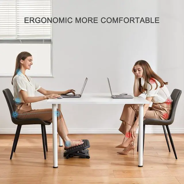 Alt view image 4 of 7 - Adjustable Desk Footrest, Lumbar Support Pillow for Office Chair