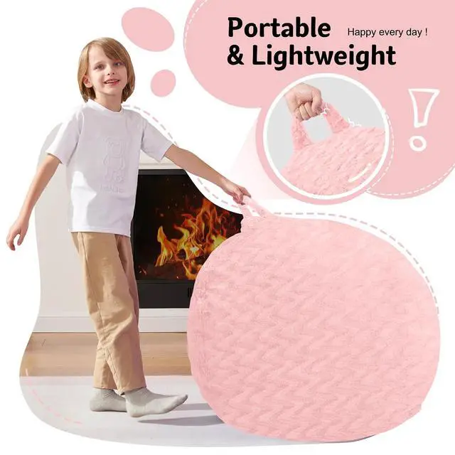 Alt view image 4 of 7 - 2FT Bean Bag Chair,Giant Bean Bag Chairs for Adults,Big Bean Bags with Memory Foam Filled, Large Beanbag Chairs with Chevron Plush Cover-Soft Pink