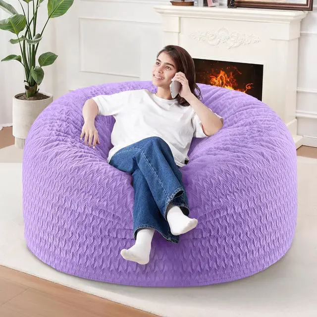 Main image of 3FT Bean Bag Chair,Giant Bean Bag Chairs for Adults,Big Bean Bags with Memory Foam Filled, Large Beanbag Chairs with Chevron Plush Cover-Purple