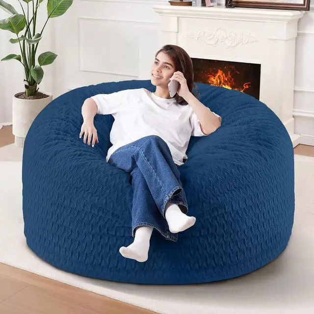 Main image of 3FT Bean Bag Chair,Giant Bean Bag Chairs for Adults,Big Bean Bags with Memory Foam Filled, Large Beanbag Chairs with Chevron Plush Cover-Blue