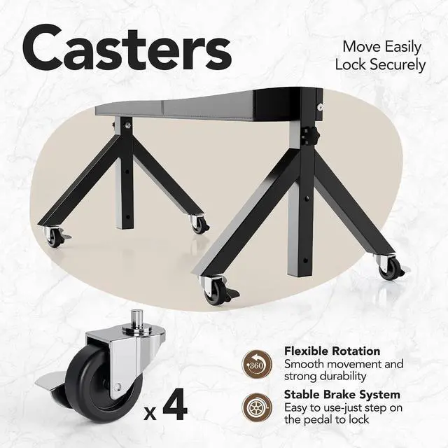 Alt view image 6 of 7 - Portable Standing Desk Adjustable Height, Mobile Stand Up Desk for Walking Pad and Treadmill, Rolling Computer Table with Wheels, 31.5"x15.75" Height 28.7"-46.1", Black