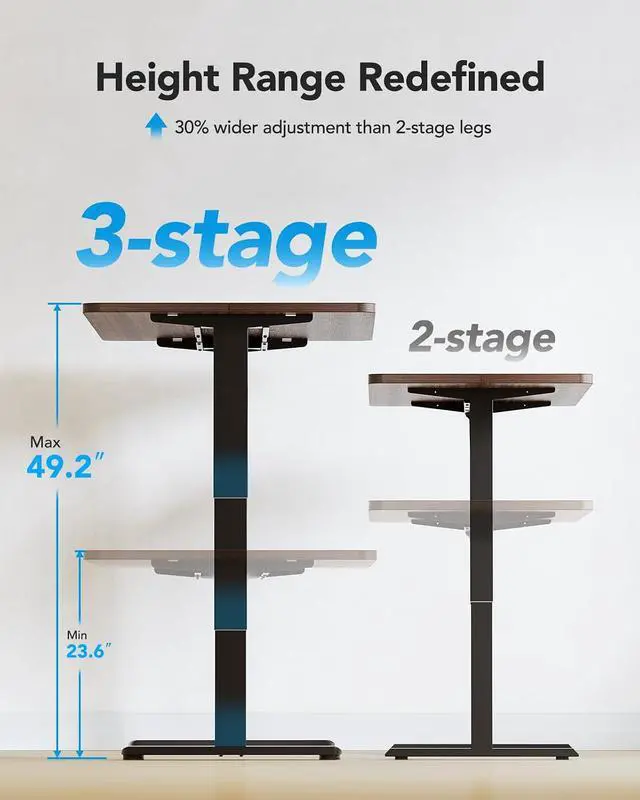 Alt view image 2 of 7 - Standing Desk Frame with 220lbs Powerful Brushless Motor, Double Crossbeam Structure, Thick Adjustable Desk Legs, for Max 35.4 x 86.6 Desktop, for Home Office, Black Frame Only